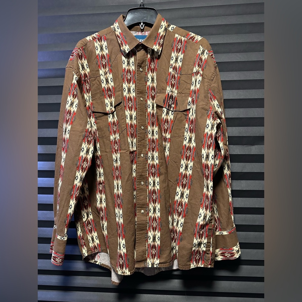 Wrangler Vintage-Inspired Brushpopper Western Snap Work Shirt XL